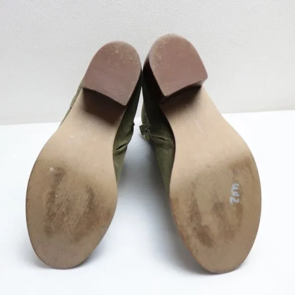 Adrienne Vittadini Fonzie Olive Western Suede Heeled Booties Size 8.5 - Picture 11 of 15